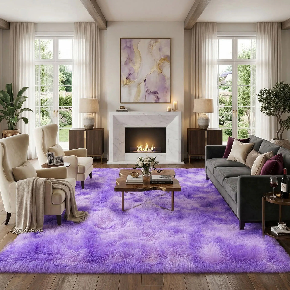 Black Soft Fluffy Shag Area Rug