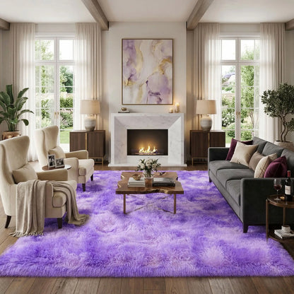 Black Soft Fluffy Shag Area Rug