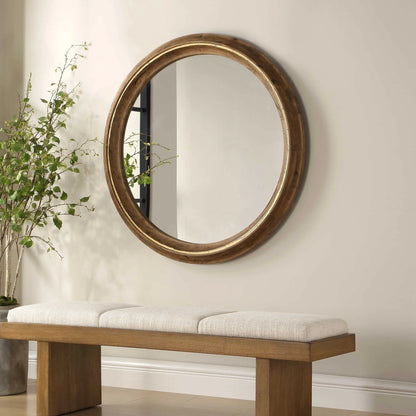 Round Wood & Iron Mirror