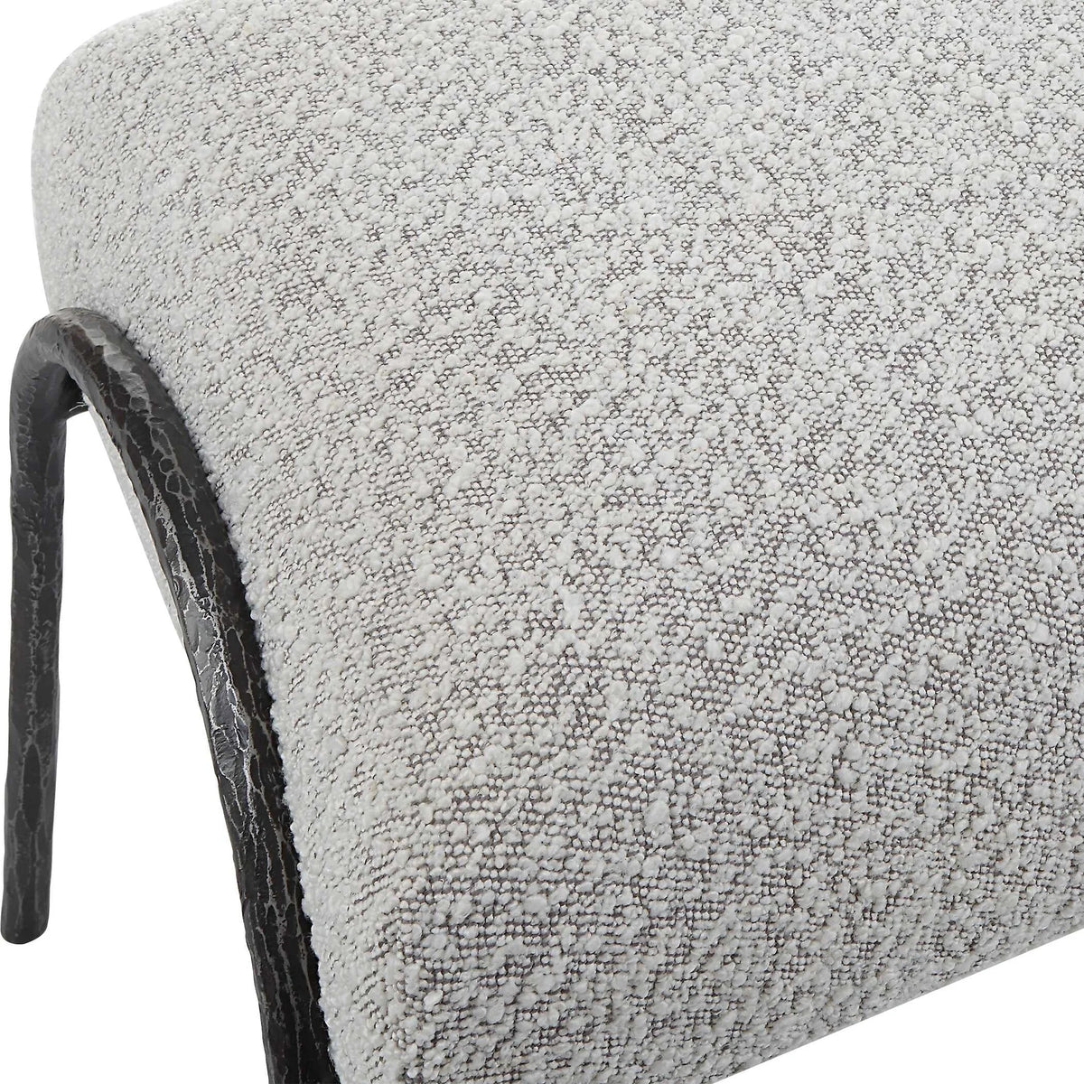Modern Gray Boucle Bench
