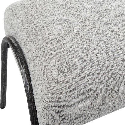 Modern Gray Boucle Bench
