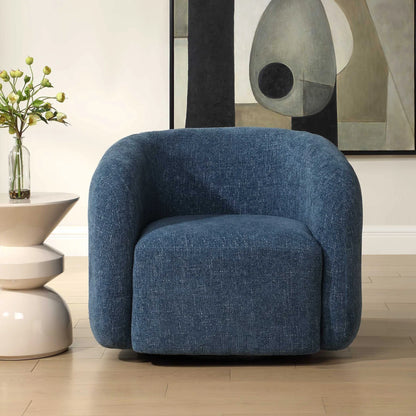 Blue Swivel Barrel Chair