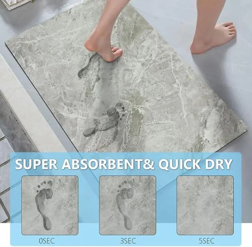 Quick-Dry Rubber Bath Mat | Nano-Porous Non-Slip Waterproof Backing, Cuttable to Fit | 4 Designs, 3 Sizes