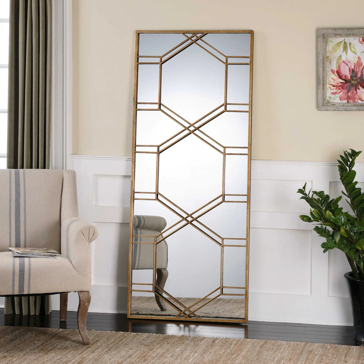 Gold Leaf Leaner Mirror