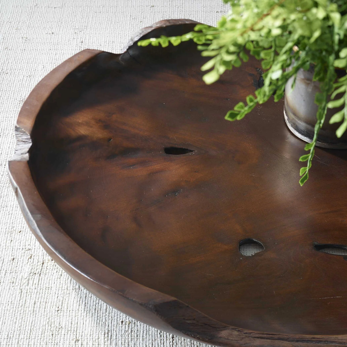Live-Edge Teak Round Bowl