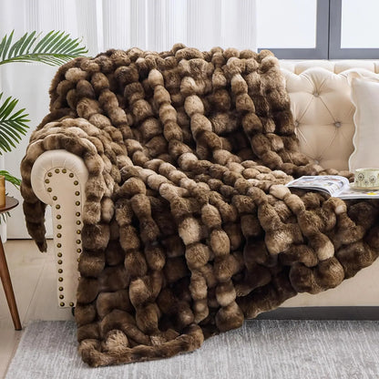 Luxurious Fluffy Faux Fur Throw Blanket - Cozy Plush Rabbit Fur for Ultimate Comfort on Couch, Sofa, or Bed - Perfect Gift for Anyone!
