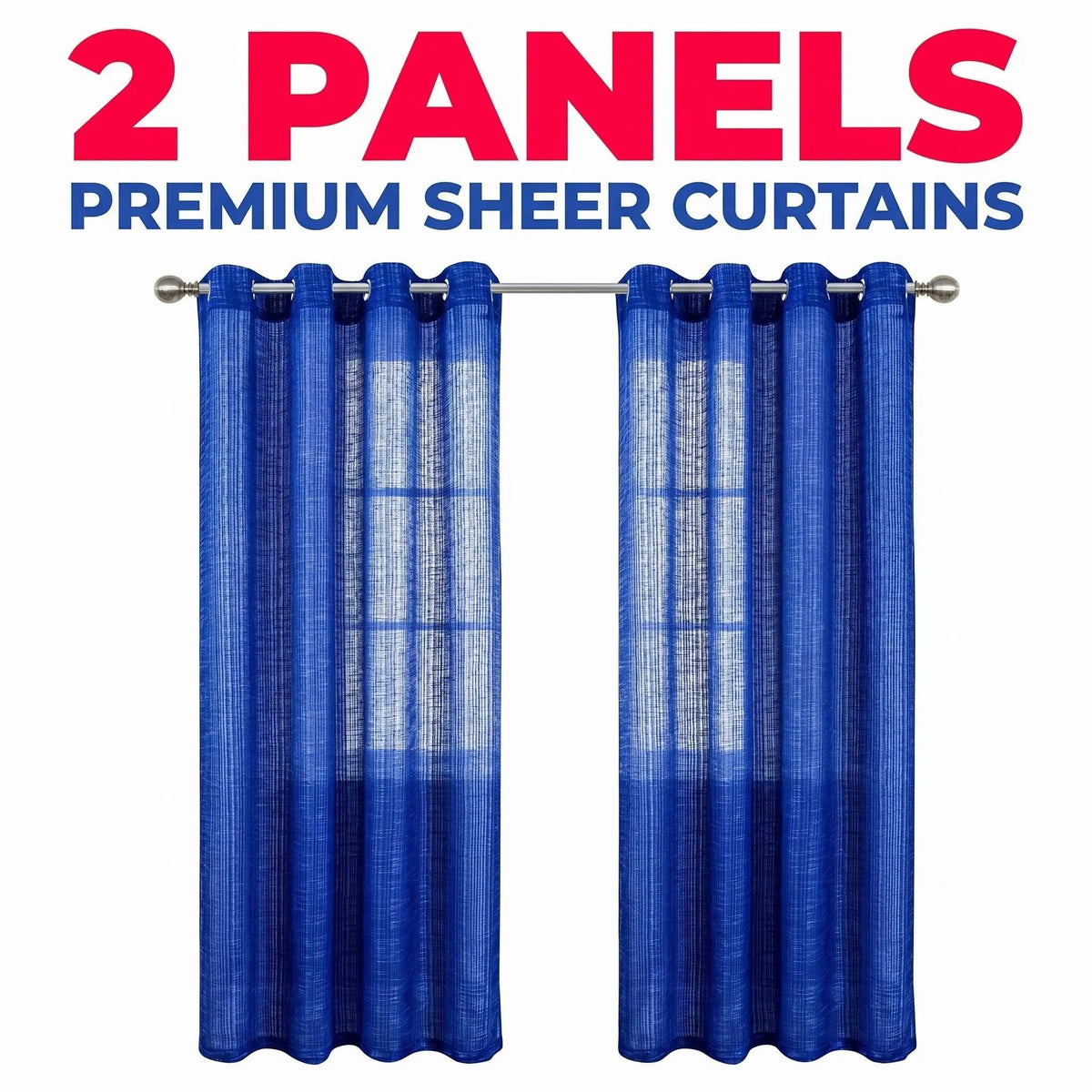 Slub Yarn Semi-Sheer Curtains 52" × 90" | Set of 2 Light-Filtering Grommet Panels | Twelve Colourways