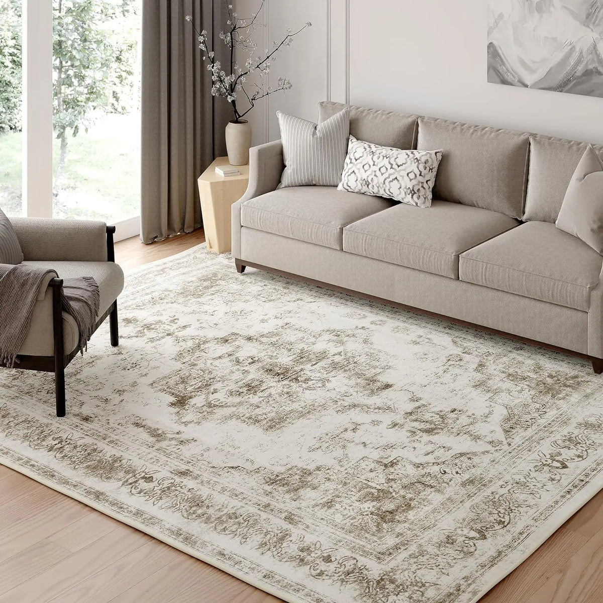 Elevate Your Space with the Purecozy Pet Friendly 9x12 Vintage Area Rug – Perfect for Living Rooms, Kitchens, and More!