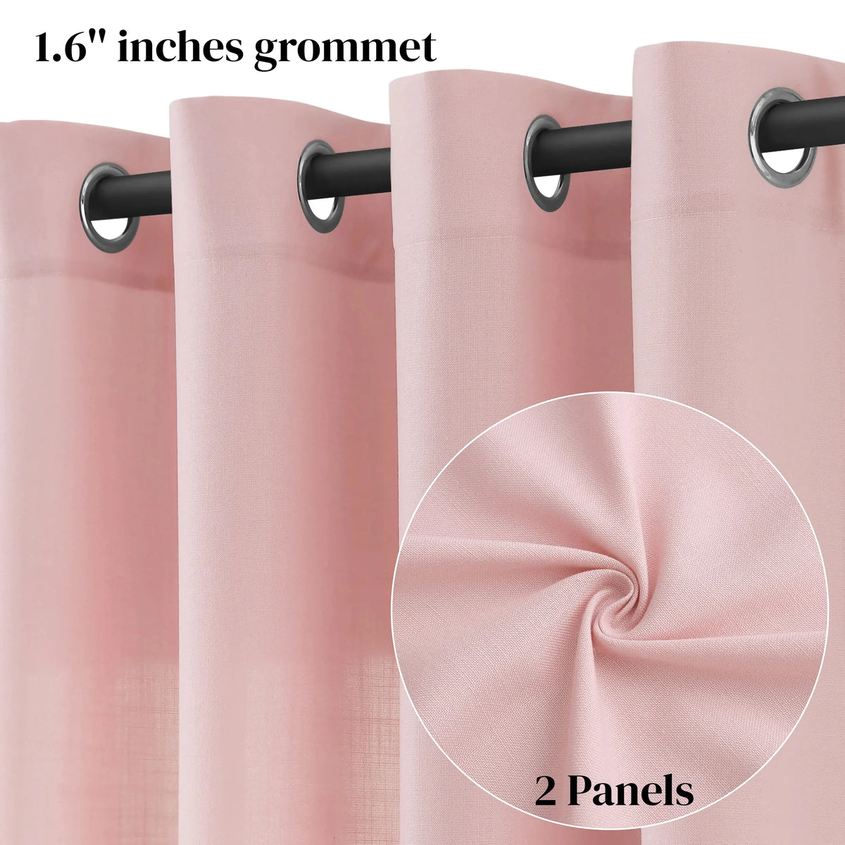 Jowels Semi-Sheer Linen Grommet Curtains - 2-Pack Drapes for Light Filtering Privacy in Any Room