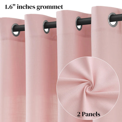 Jowels Semi-Sheer Linen Grommet Curtains - 2-Pack Drapes for Light Filtering Privacy in Any Room