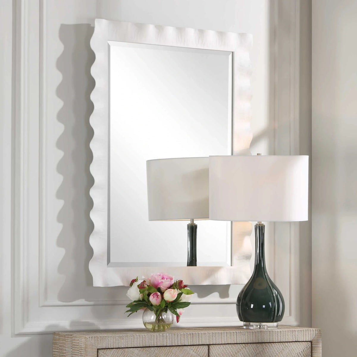 Scalloped Gold Round Mirror