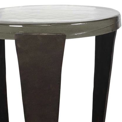 Dark Bronze Cast Glass Drink Table