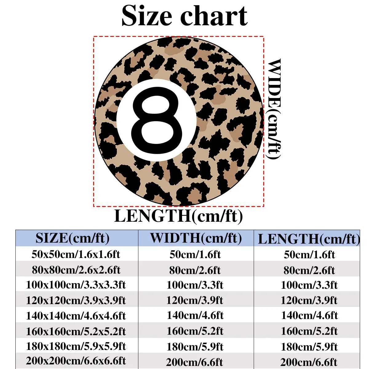 Vintage Leopard Print Round Rug | Non-Slip Backing, Machine Washable | Five Sizes, 1.6ft to 4.6ft