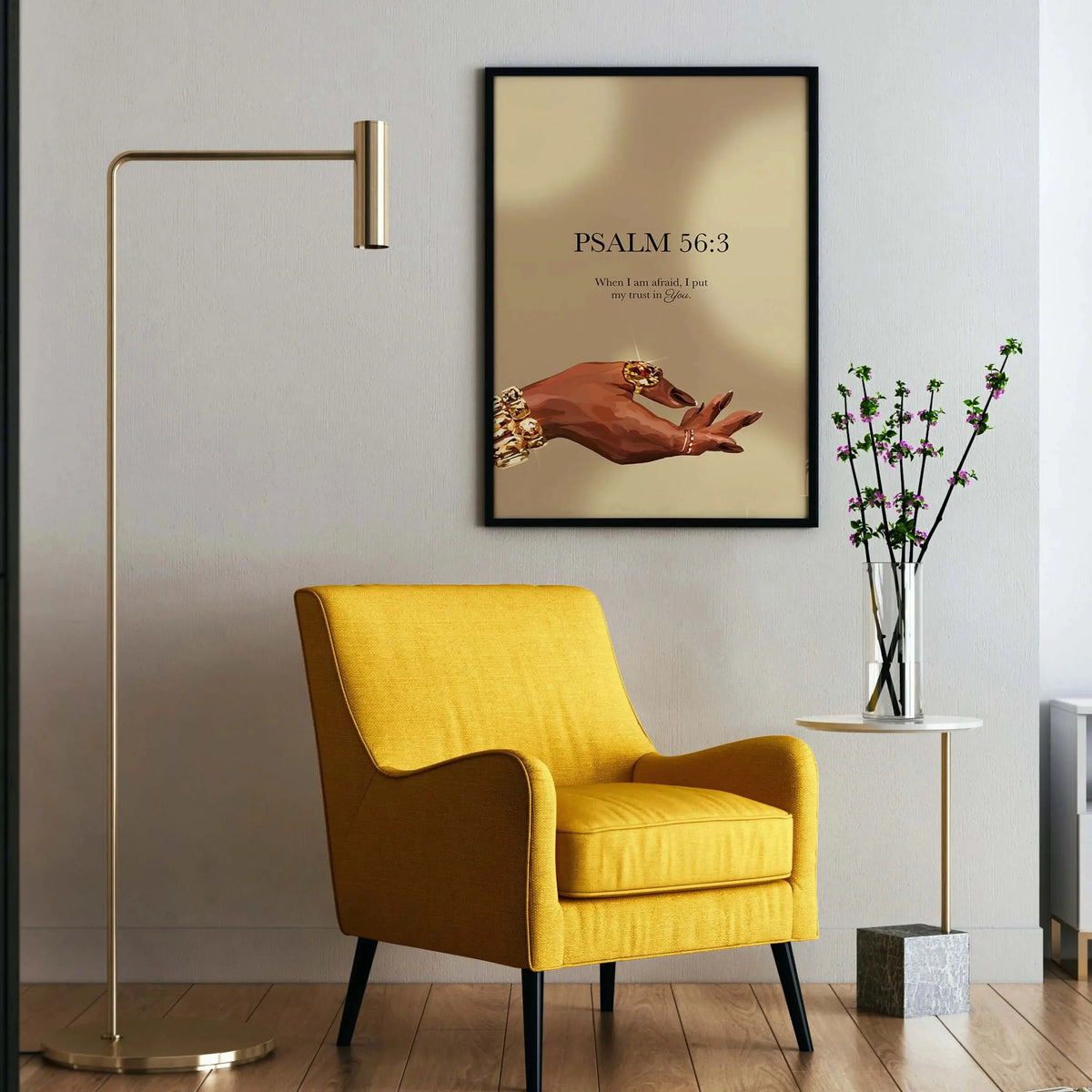 Smard Black Wall Art - Inspirational Psalm 56:3 Print for Home and Office Decor
