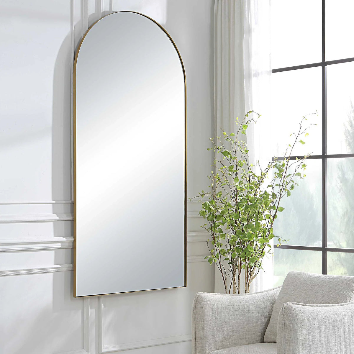 Antique Brass Arch Mirror