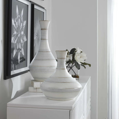Fluted Striped Vases, Set of 2