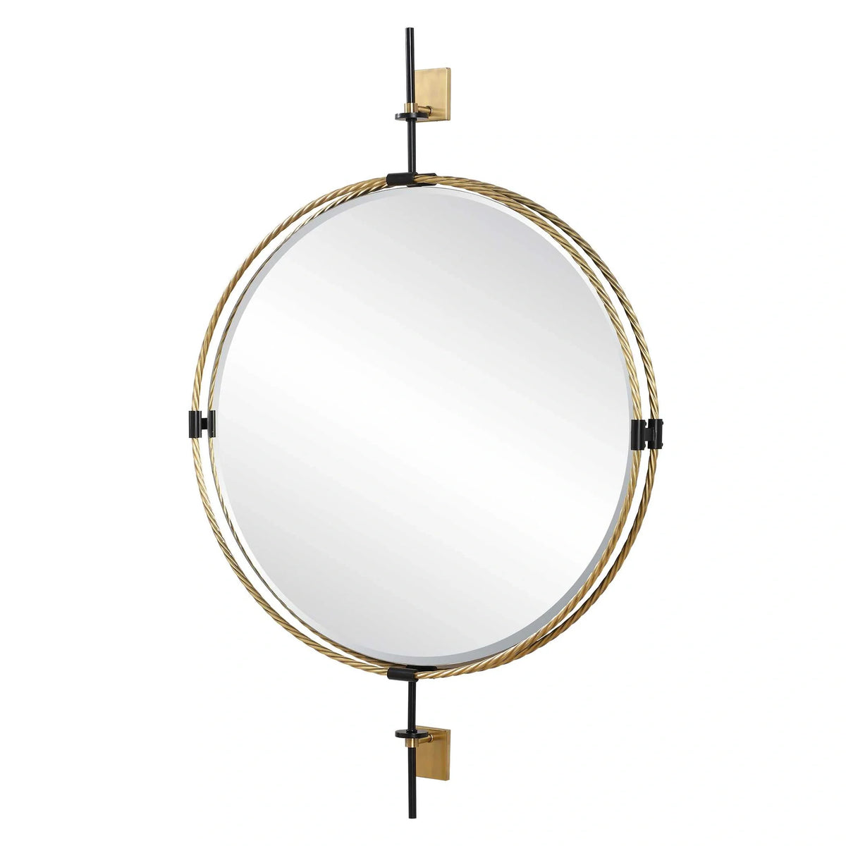 Double Twisted Iron Round Mirror
