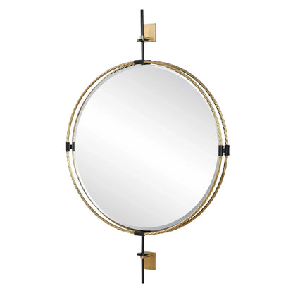 Double Twisted Iron Round Mirror
