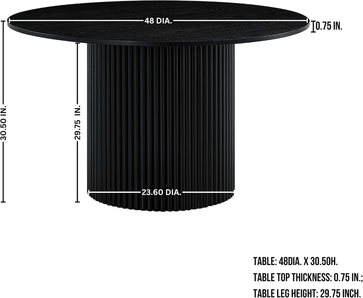 Henriet 48" Black Round Pedestal Dining Table