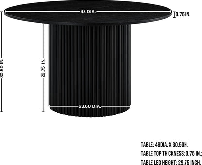 Henriet 48" Black Round Pedestal Dining Table