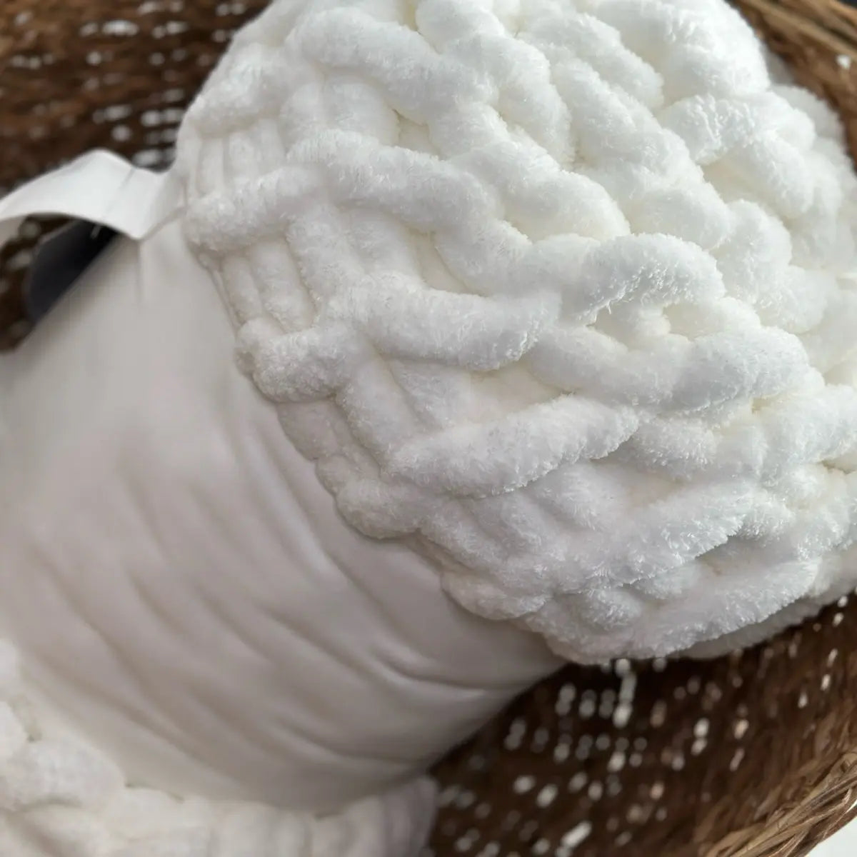 Soft & Chunky Knit Throw Blanket 50X60 (Ivory/White)
