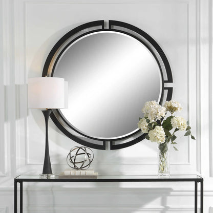 Modern Black Round Mirror