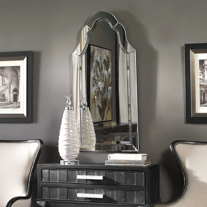 Frameless Arched Beveled Mirror