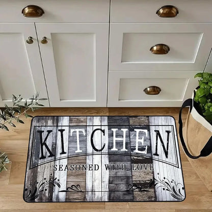 Vintage Wooden Floor Pattern Non-Slip Kitchen Mat Set - 2-Piece Decorative Rug Collection