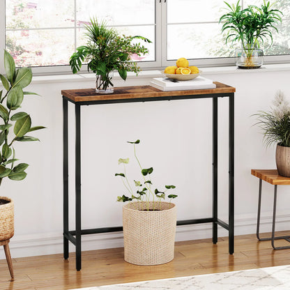 Hoobro 29.5" Rustic Brown and Black Console Table