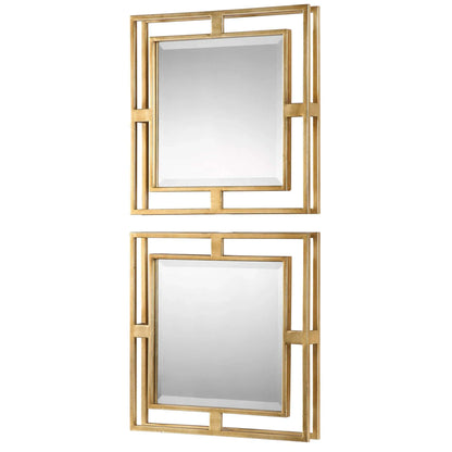Gold Square Mirrors Set/2