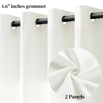Jowels Semi-Sheer Linen Grommet Curtains - 2-Pack Drapes for Light Filtering Privacy in Any Room
