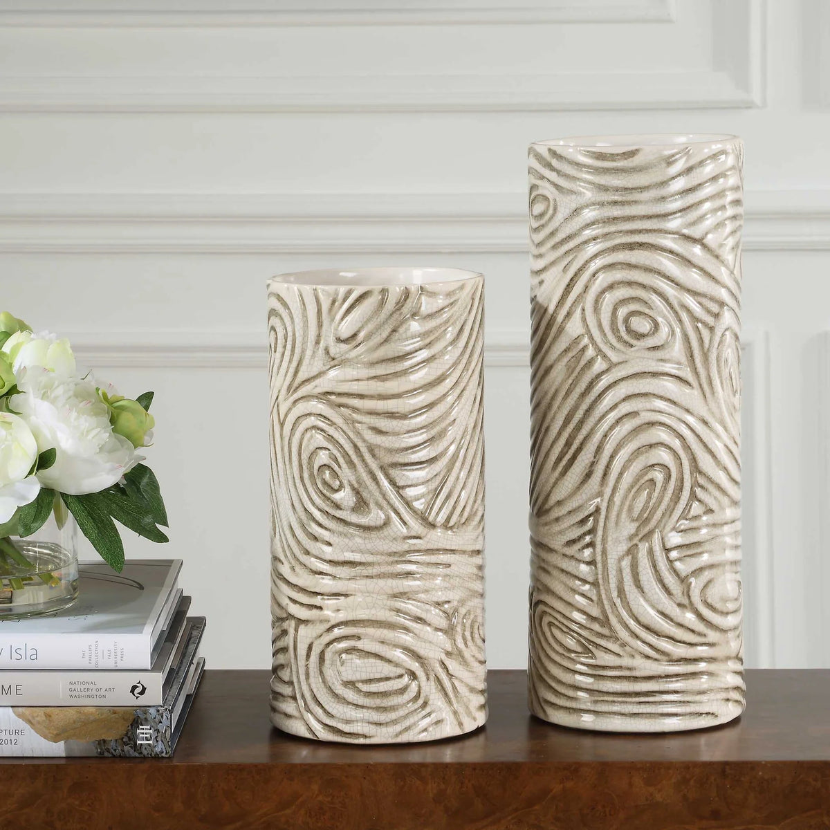 Swirl Earth Tone Vases Set/2