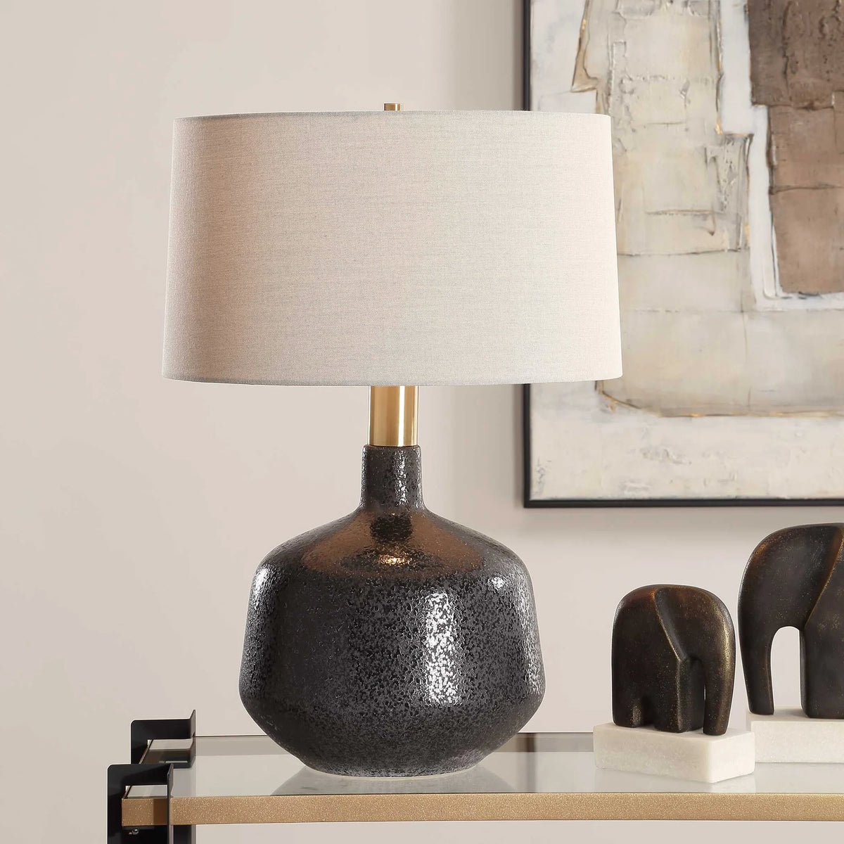 Mottled Black Ceramic Table Lamp