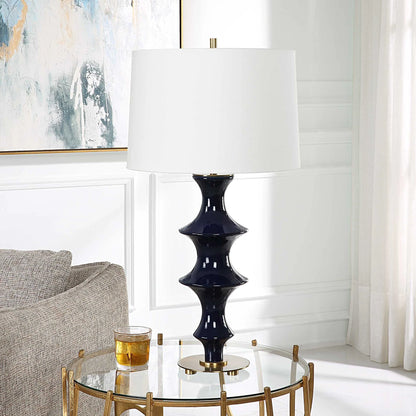 Sculpted Blue Table Lamp