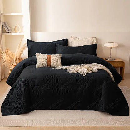XAKING Classic Contemporary Clean Look Bed Set - Lightweight Soft Ultrasonic Solid Plain All Seasons Comforter, Pillowcases & Twin/Queen/King Duvet Cover Set for Bedroom Decor