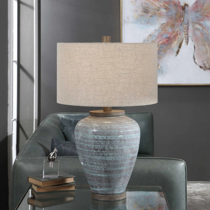 Light Aqua Crackle Table Lamp