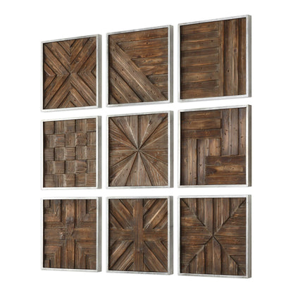 Rustic Wooden Squares, Set of 9