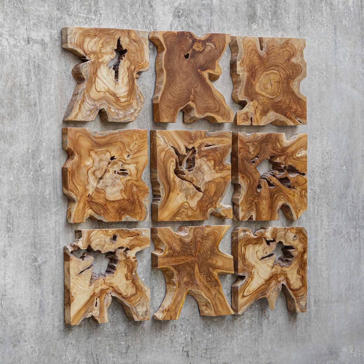 Wood Wall Decor Set of 9