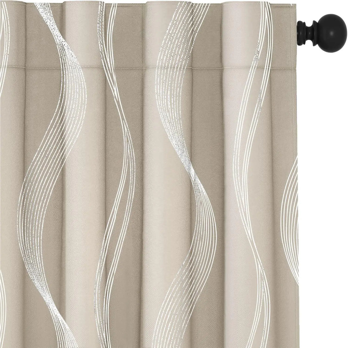 Transform Your Space with Deconovo Silver Print Wave Striped Blackout Curtains - 2 Panels of Thermal Insulated, Soundproof Elegance for Your Living Room or Bedroom