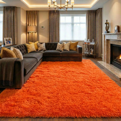 Black Soft Fluffy Shag Area Rug