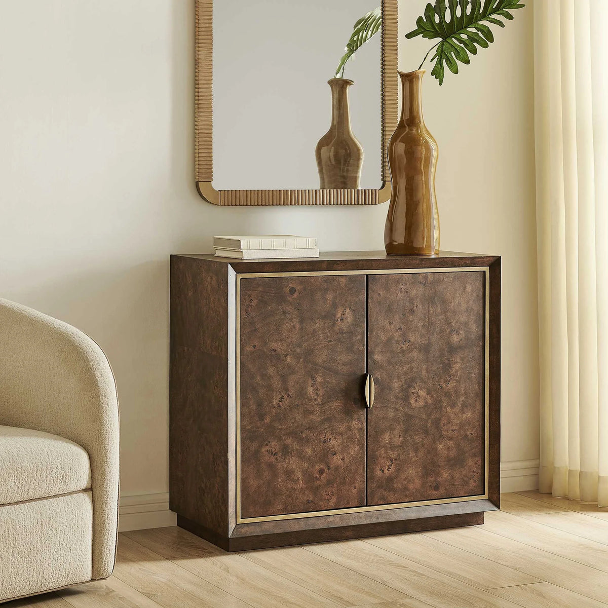Burl Wood 2-Door Cabinet
