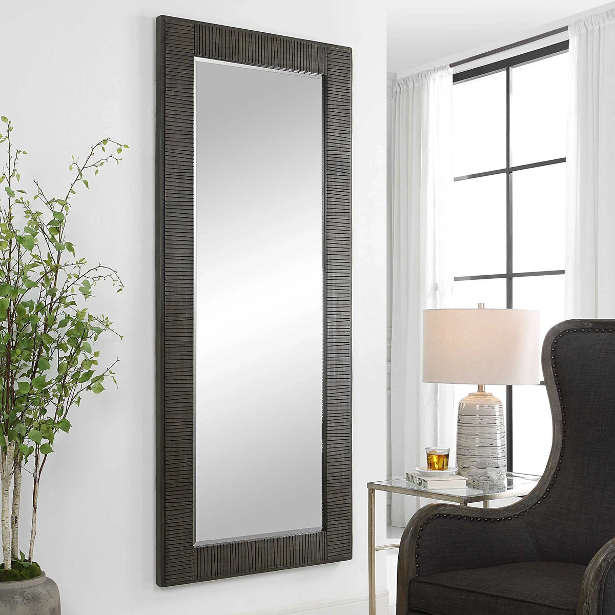 Oversized Carved Wood Mirror