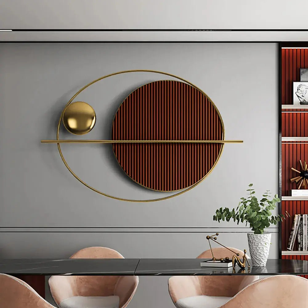 Homary Oval Iron Geometric Wall Art | Assembled Disc Relief Metal Wall Décor | No Assembly Required