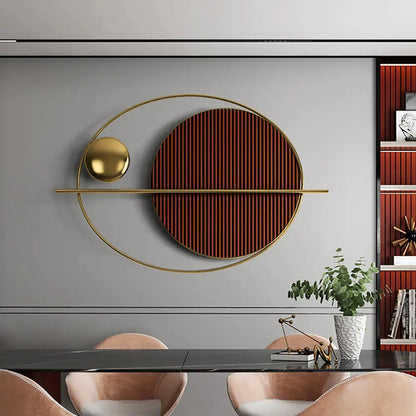 Homary Oval Iron Geometric Wall Art | Assembled Disc Relief Metal Wall Décor | No Assembly Required
