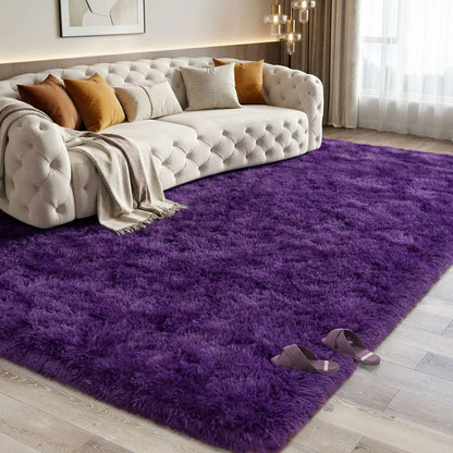 Black Soft Fluffy Shag Area Rug