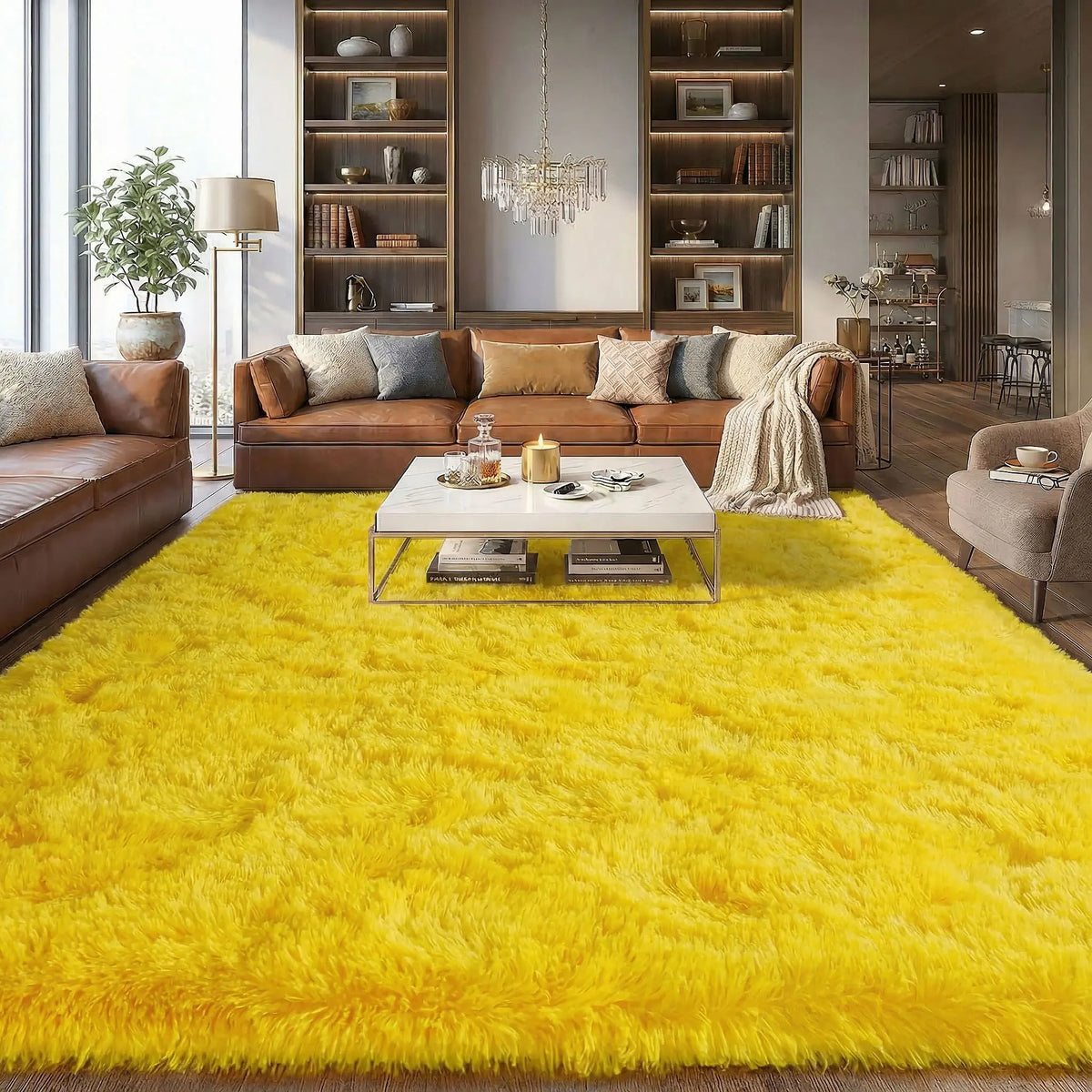Indulge in Luxury: Black Soft Fluffy Shag Area Rug - Non-Slip, Anti-Fade, Perfect for Living Room & Bedroom Decor