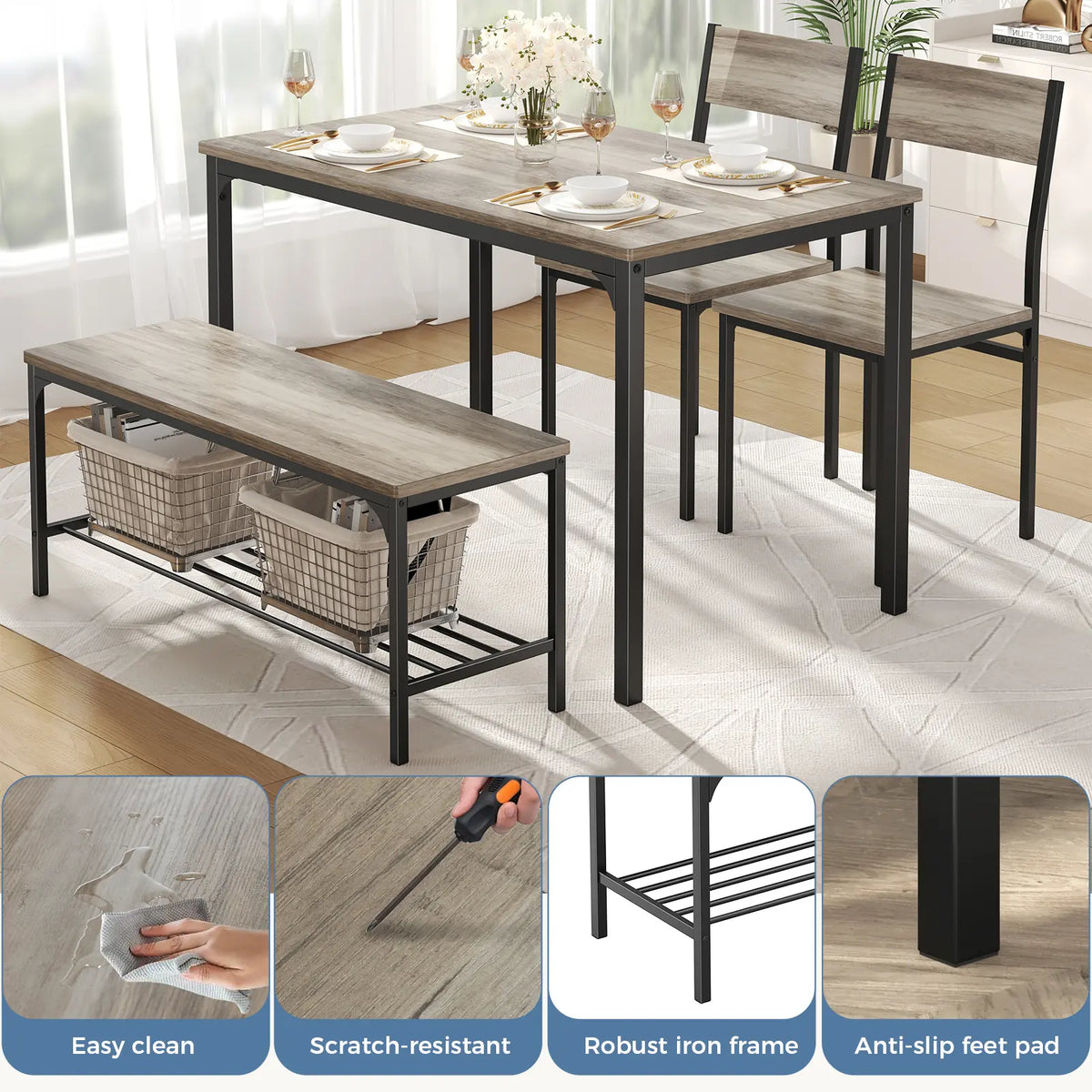 Space-Saving Dining Table Set for 4