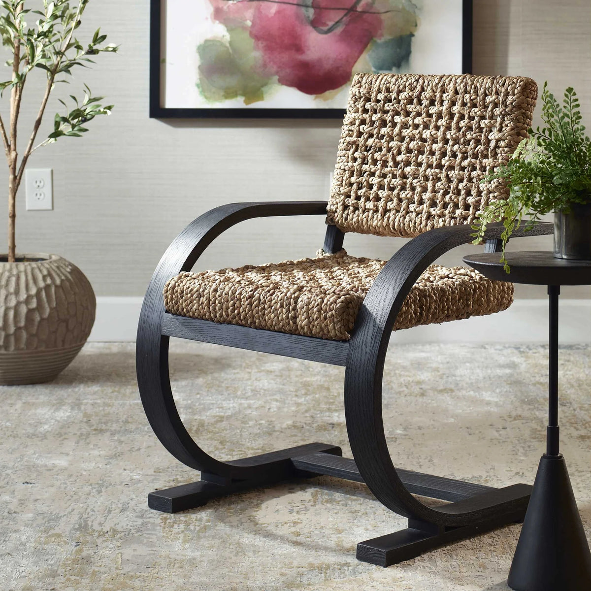 Woven Black Dining Chair