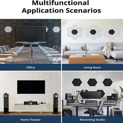 Hexagon Acoustic Panels - 12 Self-Adhesive Soundproof Tiles for Superior Soundproofing and Style