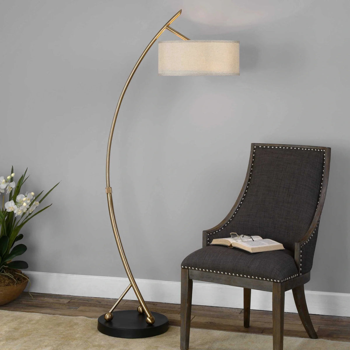 Curved Brass Floor Lamp